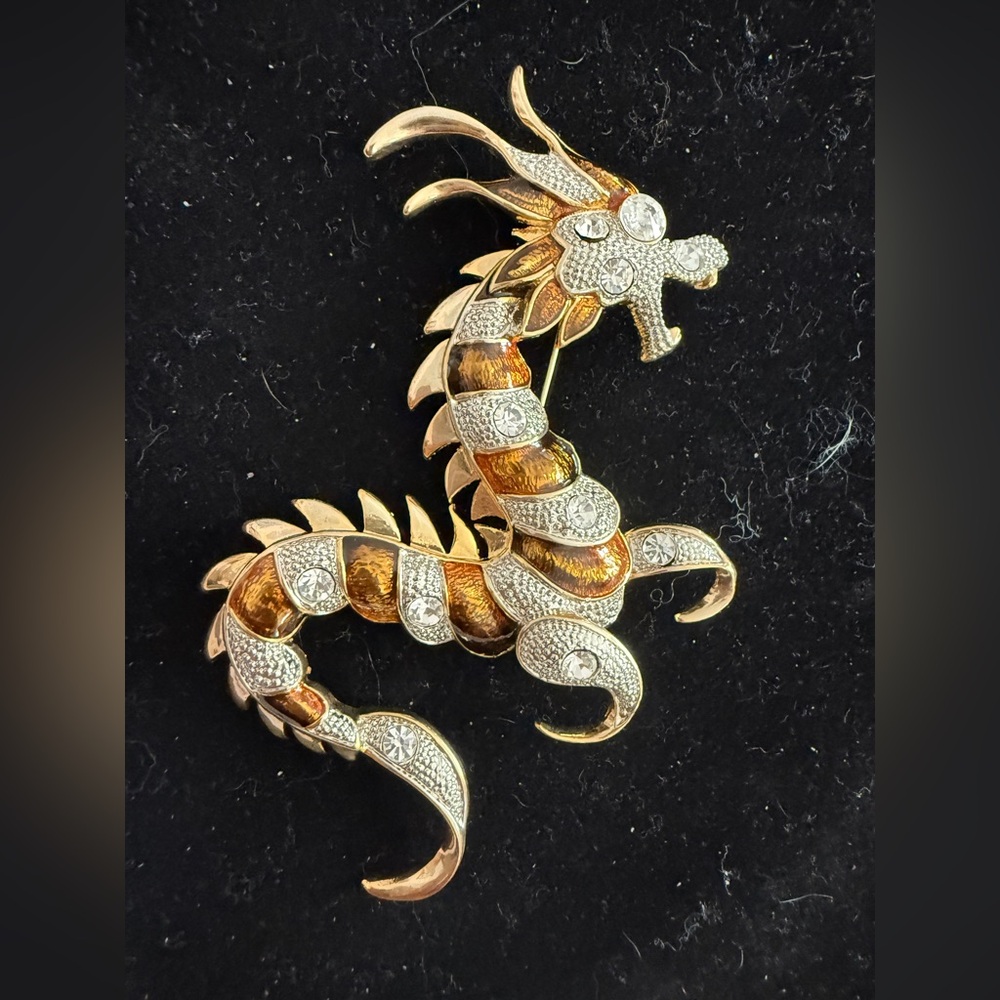 Vintage Gold and Silver Dragon Brooch